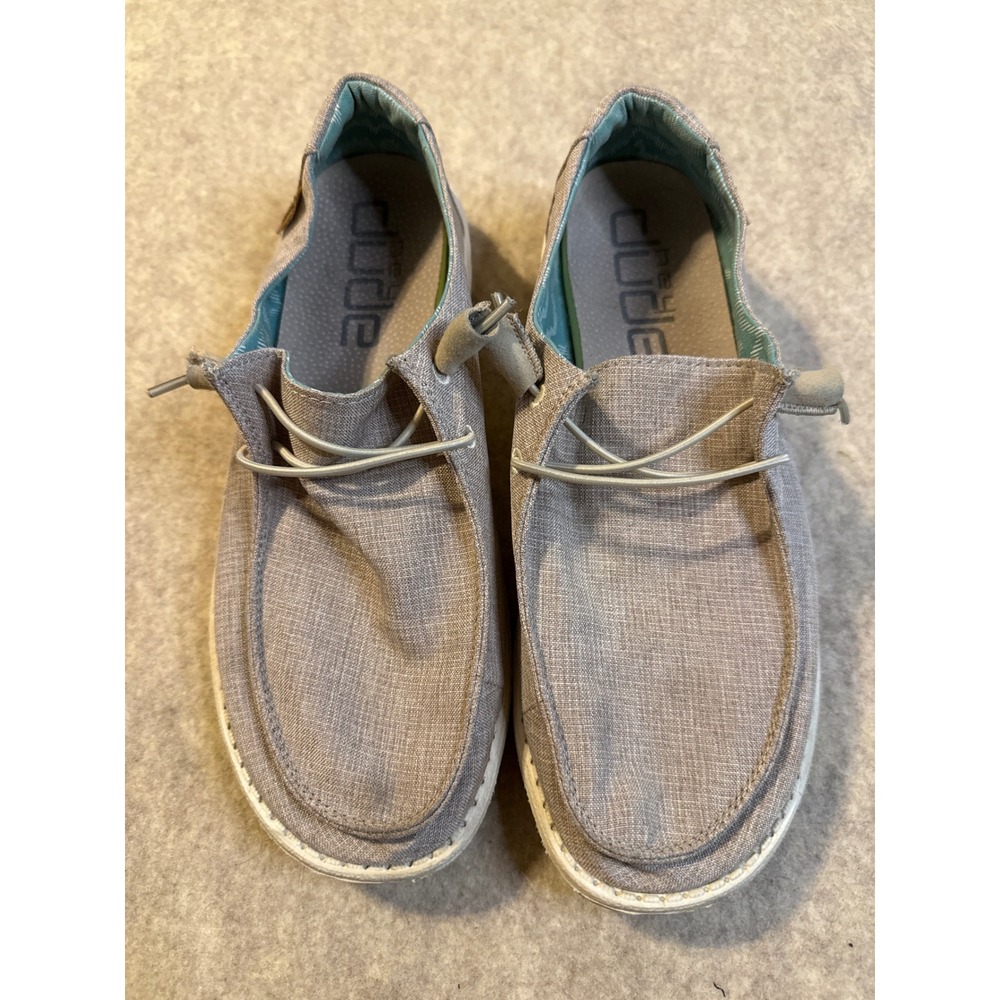 Hey Dude Wendy Grey Teal Slip On Loafers Shoes Womens Size 10 121410522